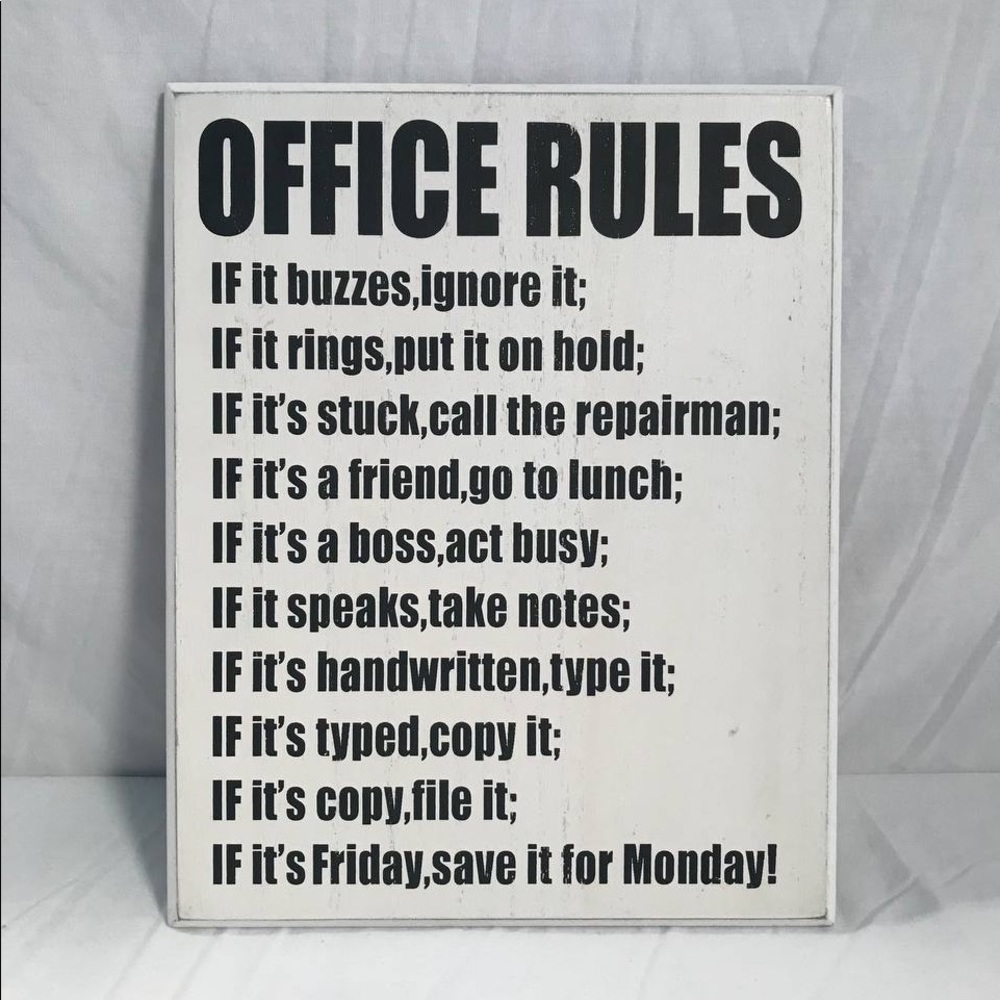 Office Rules Novelty Home Office Decor